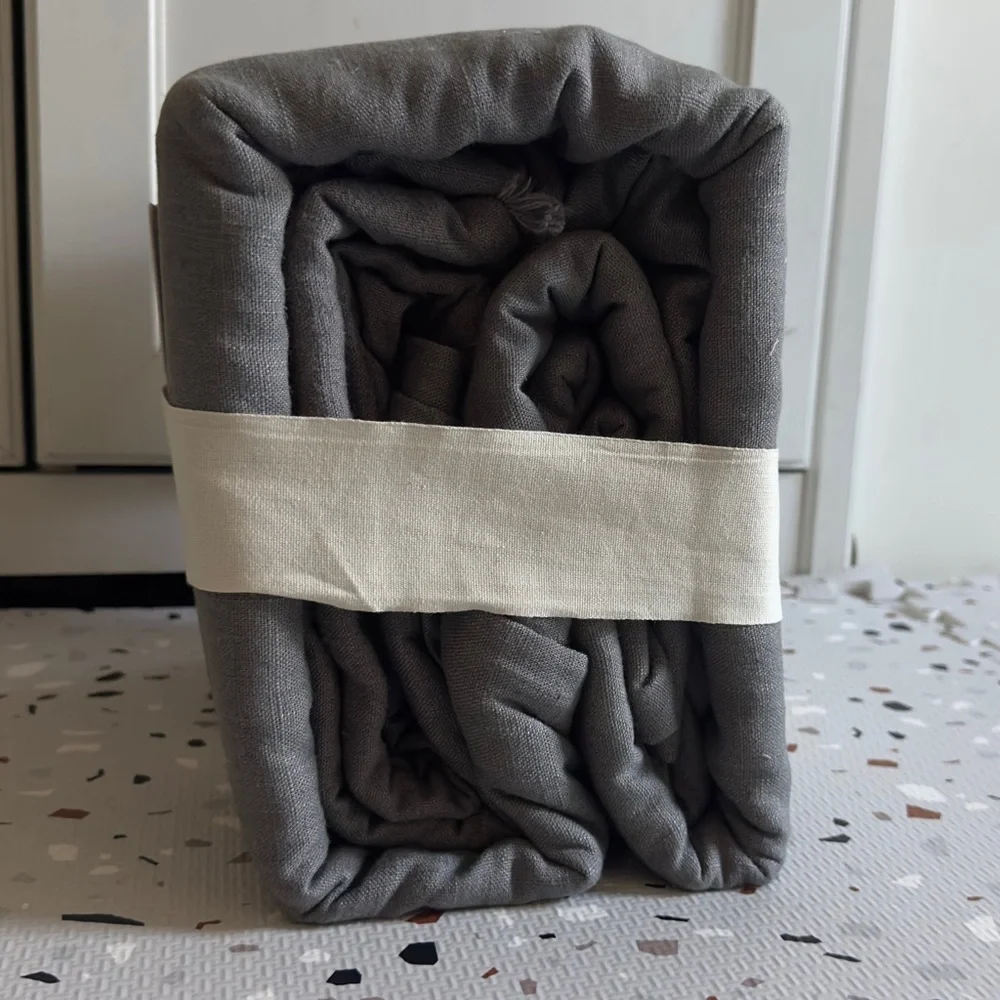 Casaluna Full/Queen Heavyweight Linen Blend Duvet Cover & Sham Set Dark Gray
